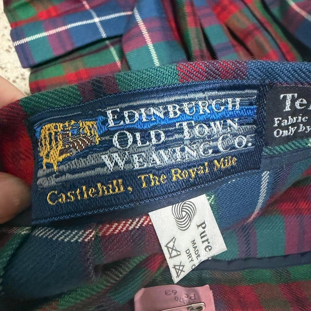 Vintage Edinburgh Old Town Weaving Co Tartan Plaid Wool Kilt Skirt Size 30 - Picture 4 of 7